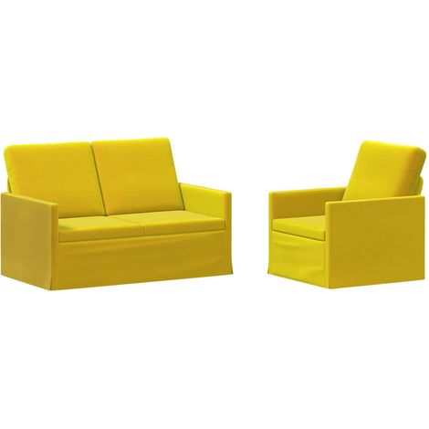 Sofa Set 2 pcs Yellow Velvet vidaXL (1/5)