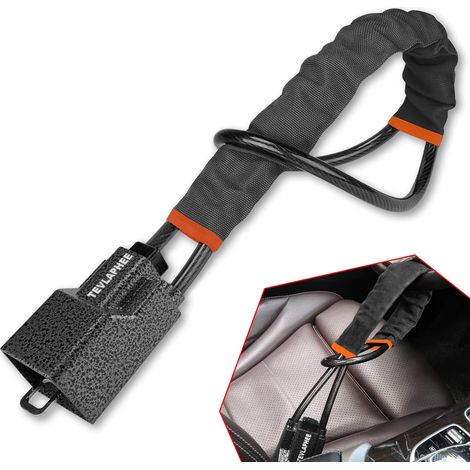 Antivol Volant Amélioré, Bloque Ceinture, Tête Métal, Dispositif Antivol Auto Haute Visibilité, Robuste, Universel pour Voiture, SUV, Pickup, Van, 3 Clés(Noir) (1/5)