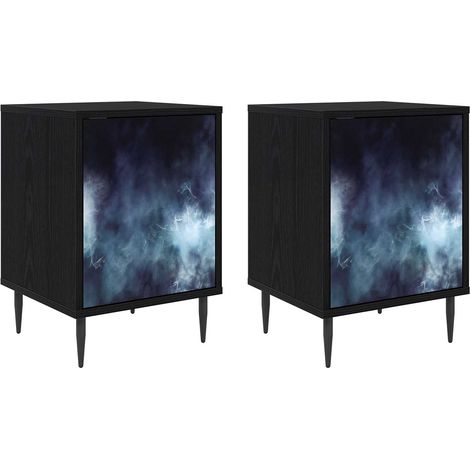 Bedside Cabinet RAALTE 2 pcs Black Oak 36 x 33 x 51 cm vidaXL (1/5)