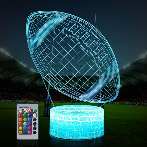 Luz nocturna de fútbol 3D: un regalo para niños y niñas, con control táctil remoto, múltiples colores, brillo ajustable y funcionamiento por batería (fútbol).