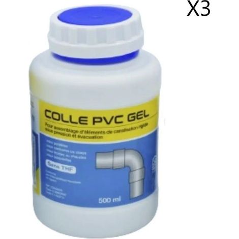 Lot de 3 Pots de Colle PVC Gel 500ml Multi-Usage Eau Avec Pinceau Intégré - COL00020 (1/2)