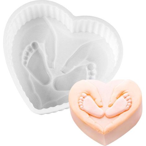 Moule à gâteau en silicone en forme de pieds de cœur (blanc), plaque de cuisson antiadhésive à démoulage rapide, moule à gâteau mousse (1/4)