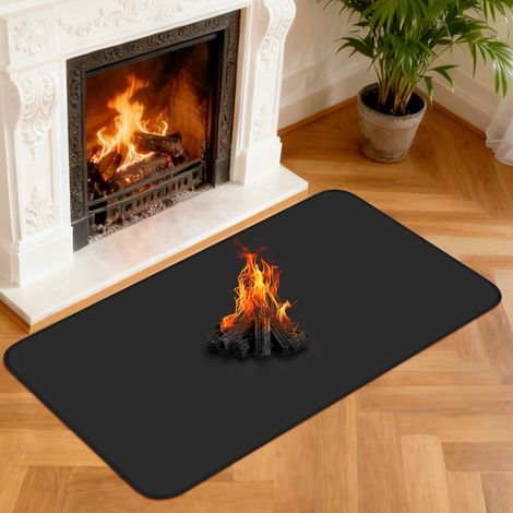 feuerfeste Matte 120 x 70 cm, hitzebeständig bis 1200 °C, aus Fiberglas und Silikon, rutschfest, für Kamin, Ofen und Außenbereich (1/5)