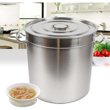 Gojoy – Marmite en acier inoxydable 70 l – Couvercle dôme – Surface polie anti-bosses – Pour soupes et ragoûts – 5,6 kg, épaisseur 0,4 mm (1/5)