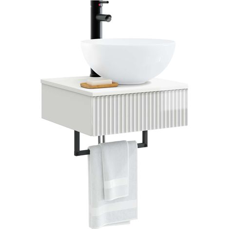 vidaXL Wall-Mounted Wash Basin High Gloss White 40 x 41 x 40.5 cm