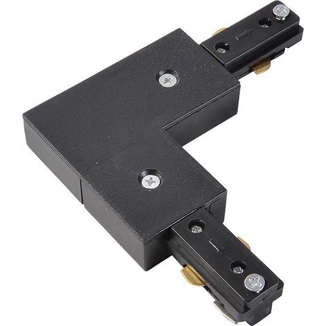 Litecraft L Shaped Connector for Single Circuit Mains Track – Black (1/2)