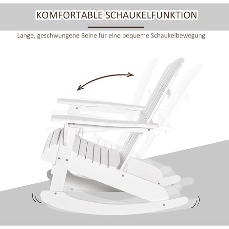 Fauteuil Adirondack à bascule blanc pour jardin, balcon ou terrasse, 77 x 94 x 97 cm, mobilier d'extérieur élégant et confortable (1/4)