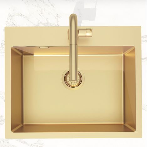 Swiss Aqua Technologies Fregadero encastrado Swiss Aqua Technologies Aurum de acero inoxidable 304, 55x45x21 cm, PVD oro cepillado