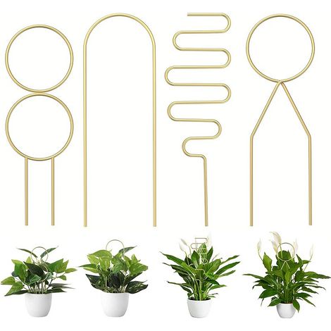 Ensemble de quatre treillis pour plantes en pot, treillis pour plantes grimpantes d'intérieur, 3410cm, épaisseur 3MM, doré (1/5)