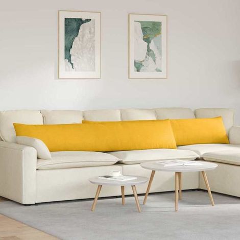 42013909 Coussins de canapé 2 pcs Jaune clair 200 x 40 cm (1/5)