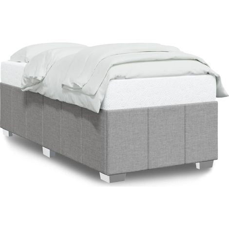 Lit simple Lit adulte Cadre de lit sans matelas gris clair 90x190 cm tissu (1/5)