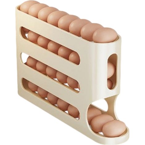 Porta Huevos Refrigerador - 4 Niveles Automático - Capacidad 30 Unidades - Estantería Apilable - Plástico BPA Libre - Blanco (1/5)
