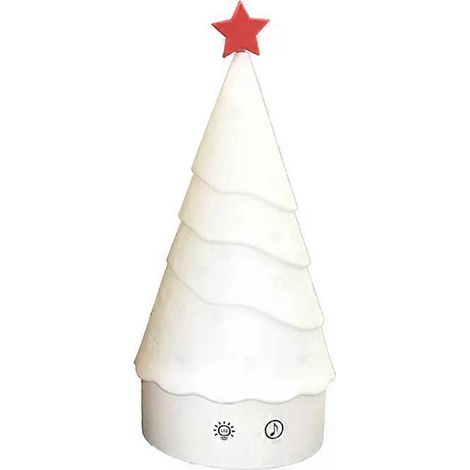 HONORNIC - Lampe de nuit mignonne en silicone, lampe musicale créative d'intérieur en forme de sapin de Noël, lampe de chevet colorée pour bureau ou chambre. (1/4)