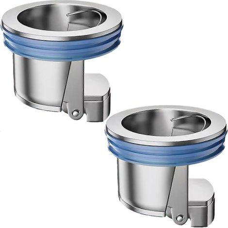 ArgentLot de 2 bouchons de vidange en laiton à clapet anti-retour, bouchon de vidange de douche avec dispositif anti-retour et anti-odeurs, compatibles avec les diamètres de 1,28 à 2,08 pouces. (1/5)