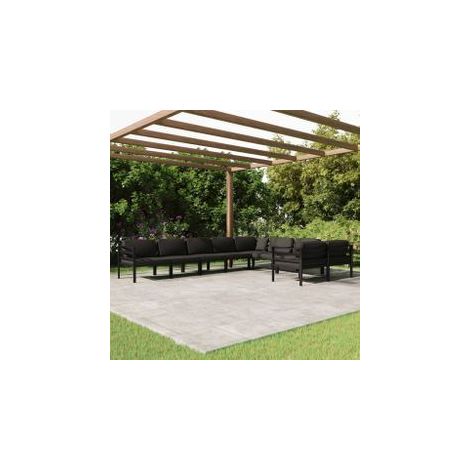 Salon de jardin 9 pcs avec coussins Aluminium Anthracite (1/5)