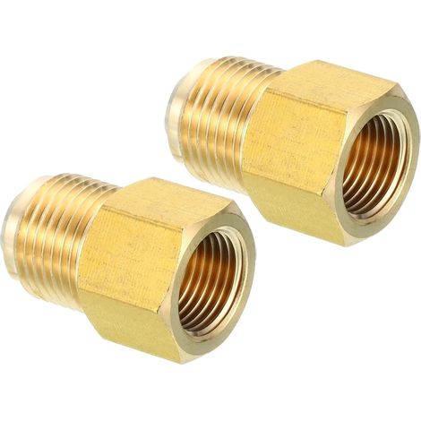 Connecteur Évasé Femelle 1/4" x 1/2" Mâle, Adaptateur en Laiton SAE à 45 Degrés, Raccord de Tuyau pour Conduite Gaz d'Air, Réfrigération, CVC - 3/8 inch (1/5)