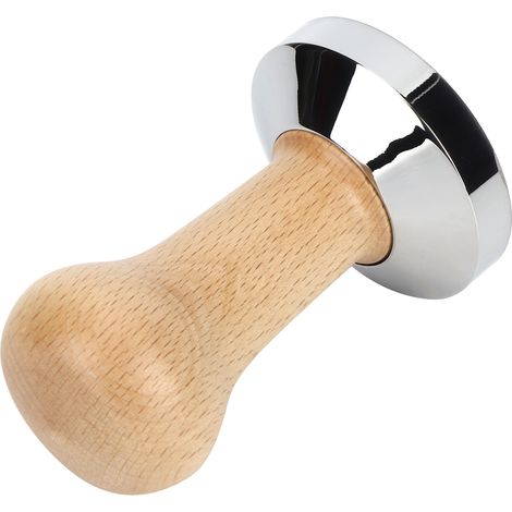 58-mm-Kaffeetamper, Handtamper für Kaffeepulver, Presshammer, Zubehör für Kaffeemaschinen, Holzfarbe, 58-mm-Plattenfuß (1/5)