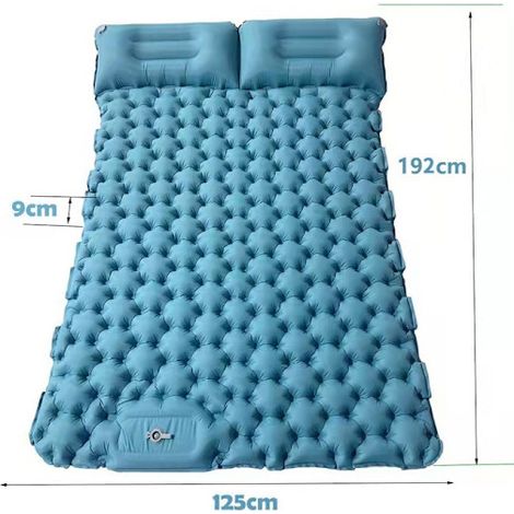 Materassino da campeggio autogonfiabile: materassino singolo ad aria spesso e leggero, materassino matrimoniale gonfiabile e collegabile Peacock Blue-2 (1/5)