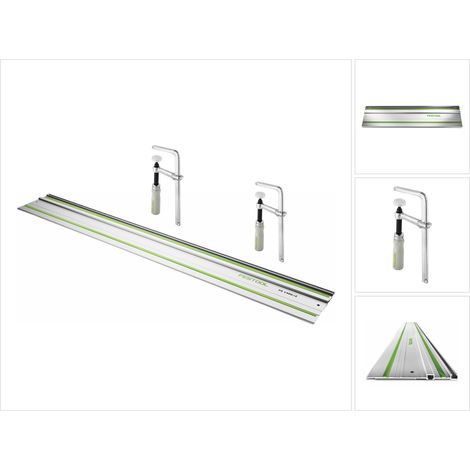Festool FS 1400/2 carril guía 1400 mm ( 491498 ) + 2x FSZ 120 abrazadera de tornillo ( 489570 ) (1/5)