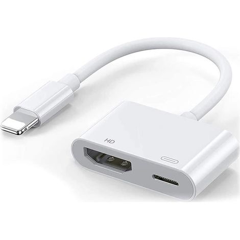Adaptateur HDMI pour iPhone vers TV, câble HDMI, Digital AV, Simultaneous Charge, Connect Screen Share 1080P Audio Video Compatible (1/4)