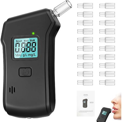 Ethylotest Electronique,Alcootest de Haute Précision avec écran LCD Numérique,20 Embouts,Ethylometre Portable pour la Maison et Les fêtes (1/5)