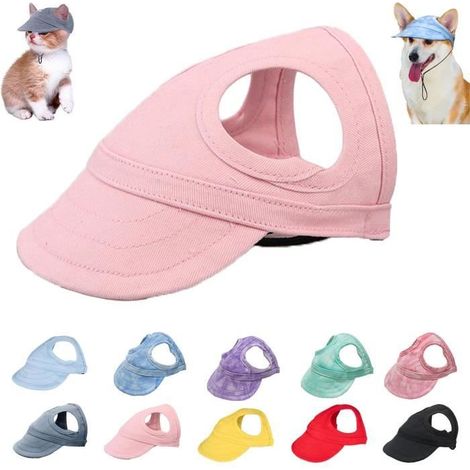 Capote de protection solaire d'extérieur pour chiens, casquette de baseball d'été réglable avec trous pour les oreilles (rose, S)