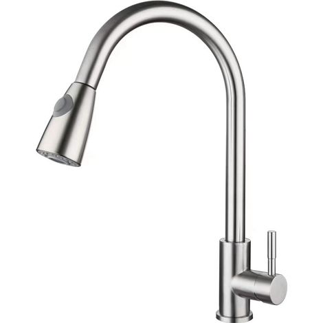 Robinet de cuisine rotatif à 360 ° Mitigeur de cuisine en laiton Robinet de lavabo de salle de bain Style brossé (1/4)