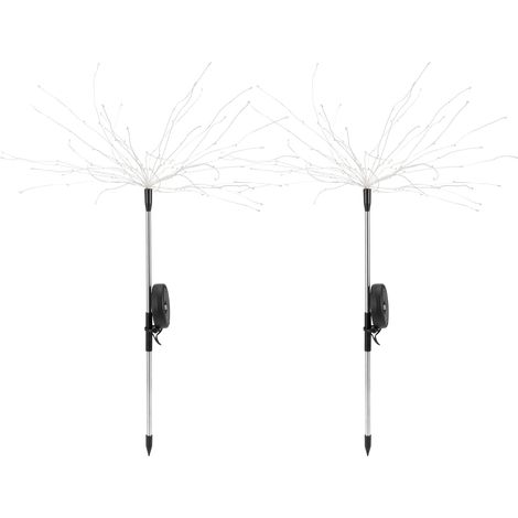 2Pcs 105LEDs Solaire Étanche IP44 Lumière Feu d'Artifice Lampadaire Jardin Chemin Extérieur Éclairage Blanc Chaud (1/5)