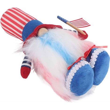 Poupée sans visage du Jour de l'Indépendance américaine, ours debout mignon avec drapeau, décoration de vitrine Rudolf, chaussures bleues (1/5)