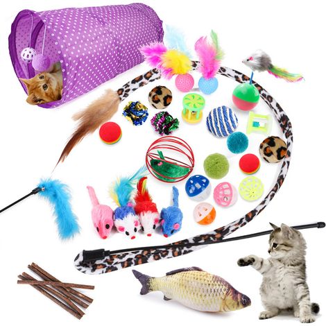 Ensemble de 28 jouets pour chat, tunnel pour chat, jouet interactif (1/5)