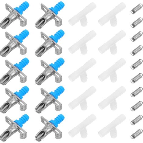 Metalltränke für Kaninchen, 10er-Packung automatische Doppel-Springwasserspender, entwickelt für die Wasserversorgung in Käfigen und Ställen (1/5)