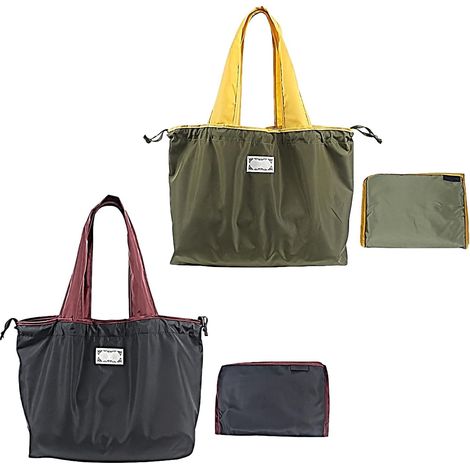 Lot de 2 Grands Sacs à Provisions Pliables et Portables - Avec Cordon de Serrage, Réutilisables et Imperméables - Pour le Shopping, la Gym (1/5)