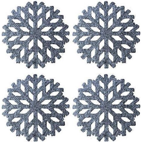 Set di 4 sottobicchieri rotondi con motivo a fiocchi di neve natalizi, altamente assorbenti, per tazze con diametro di 10 cm.