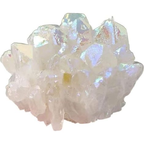 200-300g Naturel Blanc Ange Aura Cristal Cluster Galvanoplastie Titane Revêtement Quartz Cluster Pierre Convient for La Décoration De Meubles Collections de la Maison (1/5)
