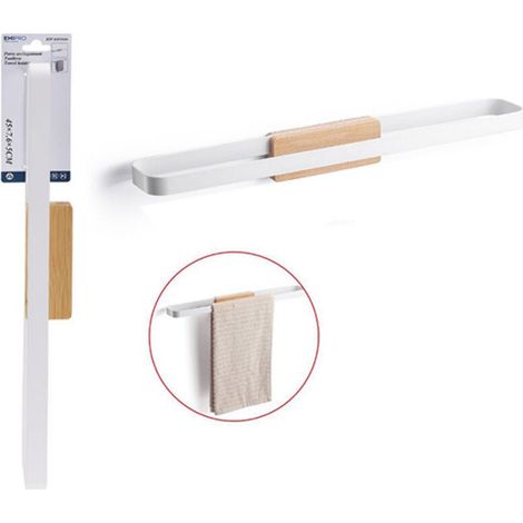 Portasciugamani in bambù naturale, non sono necessari chiodi, base in metallo robusta, altezza 45 cm, design minimalista, elegante e resistente, un accessorio essenziale per il bagno e la cucina (1/3)