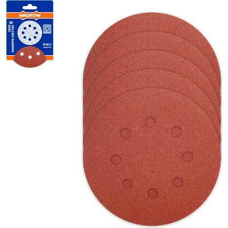 Set 10 discos de lija con velcro WADFOW 125mm P40 óxido de aluminio (1/3)