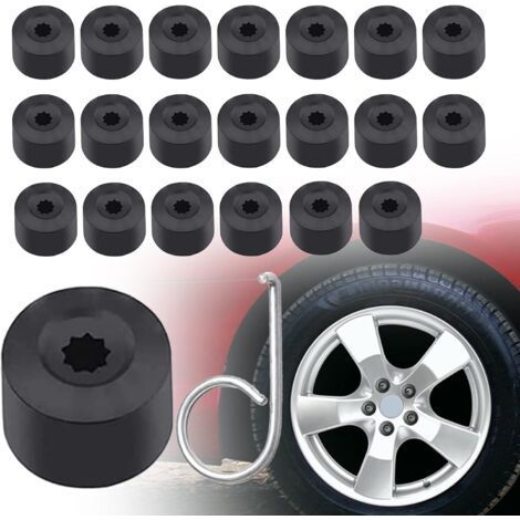 20pcs pour VW Golf Cache Boulon Jantes Voiture Ecrou de Roue Bouchon Noir (1/4)