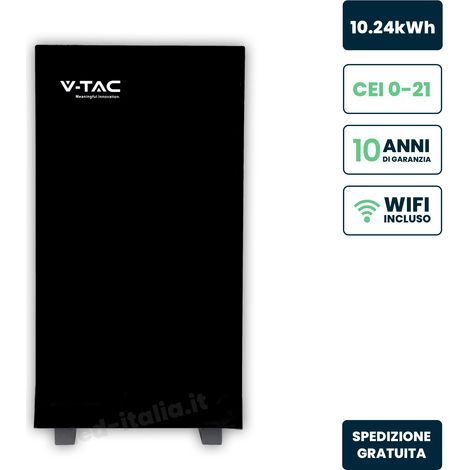 V-Tac – Batterie de stockage 10,24 kWh LFP – 200 Ah – IP20 – Noir brillant – Garantie 10 ans – Batterie solaire 0% TVA (1/5)