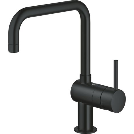 Grohe – Mitigeur évier cuisine bec U pivotant – Finition Phantom Black – Cartouche céramique 46 mm – Débit 11,5 l/min – 32488KF0 (1/5)