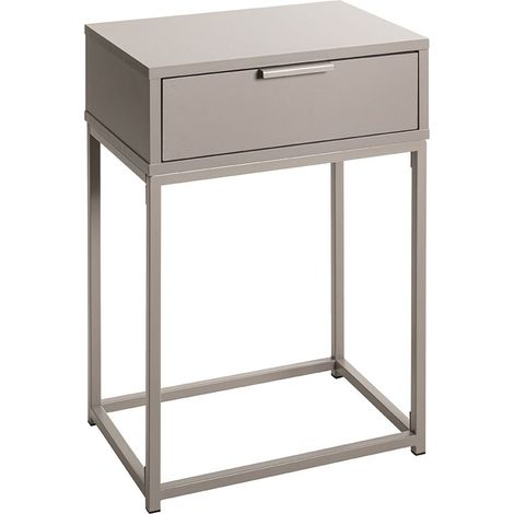 Table de chevet console 1 tiroir avec structure métal coloris gris taupe - Longueur 40 x Profondeur 28 x Hauteur 60 cm (1/4)