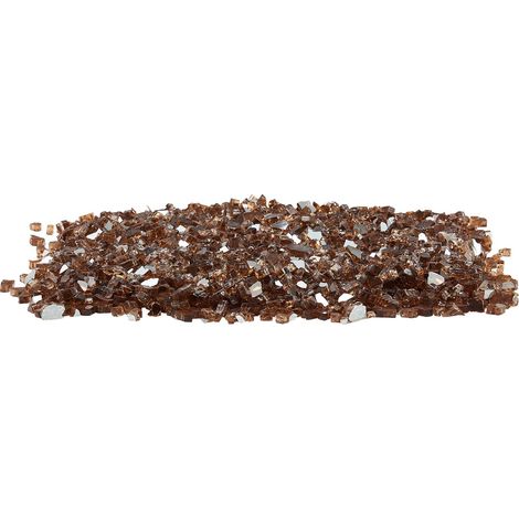 Mophorn Feuerglas, 4,5 kg hitzebeständige Glassteine, 6,35 mm reflektierende Glasperlen für Feuerstellen, Glasfelsen für Kamin, Feuerkristalle, dekorative Feuerperlen, Kupferfarbene Optik