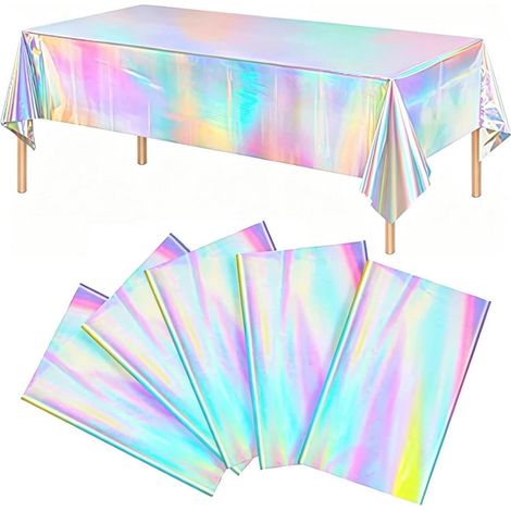 5er Pack Glitzer Tischdecke 137x274cm Bunt für Partys & Outdoor