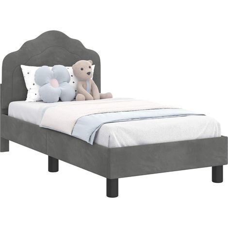 Maison Exclusive - Kinderbettgestell mit Kopfteil Dunkelgrau 70 x