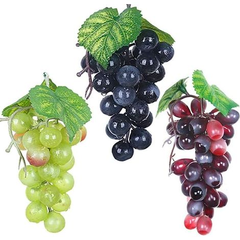 Paquet de 3 Raisins artificiels variés grappes de Raisins givrés Raisin en Caoutchouc Raisins DéCoratifs Ornements Suspendus pour La Faveur De Mariage Vintage De Faux Fruits (1/5)