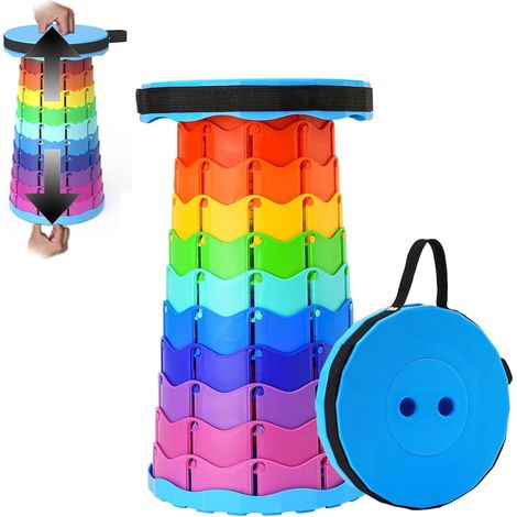 Tragbarer Klapphocker, verstellbarer, teleskopierbarer Campinghocker, Mini-Teleskop-Klappstuhl, tragbarer Outdoor-Klappstuhl zum Angeln und Grillen (1/5)