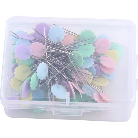 Spille da Patchwork – 100 Pezzi con Testa in Plastica Decorata – Acciaio Inox Resistente – Design Floreale ed Elegante – Ideali per Quilting e Cucito Creativo (1/5)