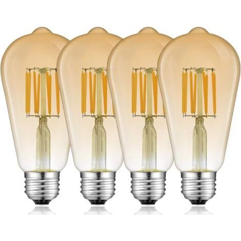 RHG 8W E27 ST64 Dimmable Ampoule LED en verre ambre e27 filament led vintage Blanc Chaud 2700K 220V équivaut à l’ampoule halogène 80W, pour maison, décoration, café, boutique, restaurant, etc (6pcs) (1/5)