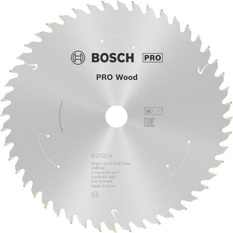 Bosch PRO Wood cordless Circular Saw Blade 165 x 1.5 x 15.875 mm T48 2608837683 (1/5)