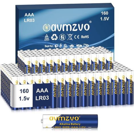 Lot de 160 piles AAA LR03 alcalines 1,5 V - Puissance longue durée (1/5)
