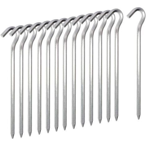 ALLIANDISPiquet de tente 14 PCS, crochets de tente en métal de 18 cm, tente légère en alliage d'aluminium Piquets de sol durs piquets de jardin clous pour auvent de camping bâche de filet de voyage (1/5)